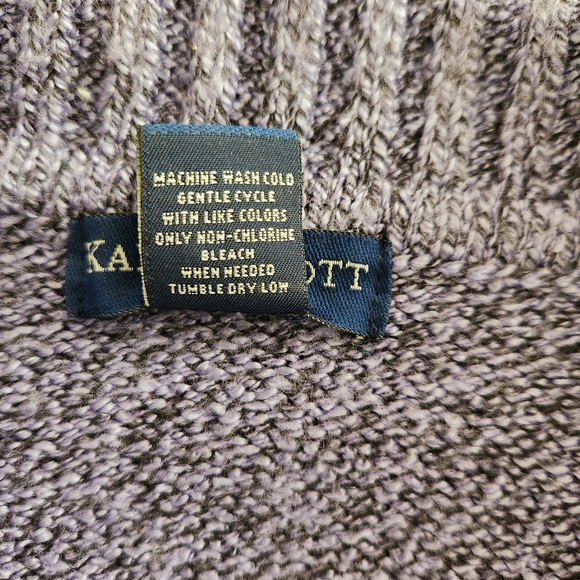 Karen Scott Women's Petite S Purple/Blue Heathered Sweater 4 Buttons Wide Collar - Picture 9 of 9